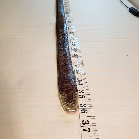 Brighton Belt Gold/Silver Tone Bangle Brown Leather Size M/30 - Picture 3 of 7